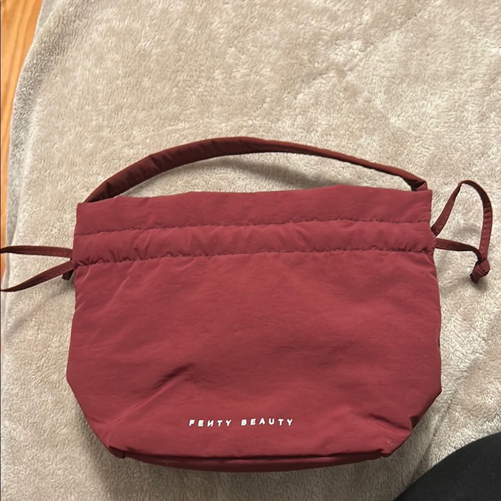 Fenty Beauty Red Cosmetic Drawsting Bag Quilted Design